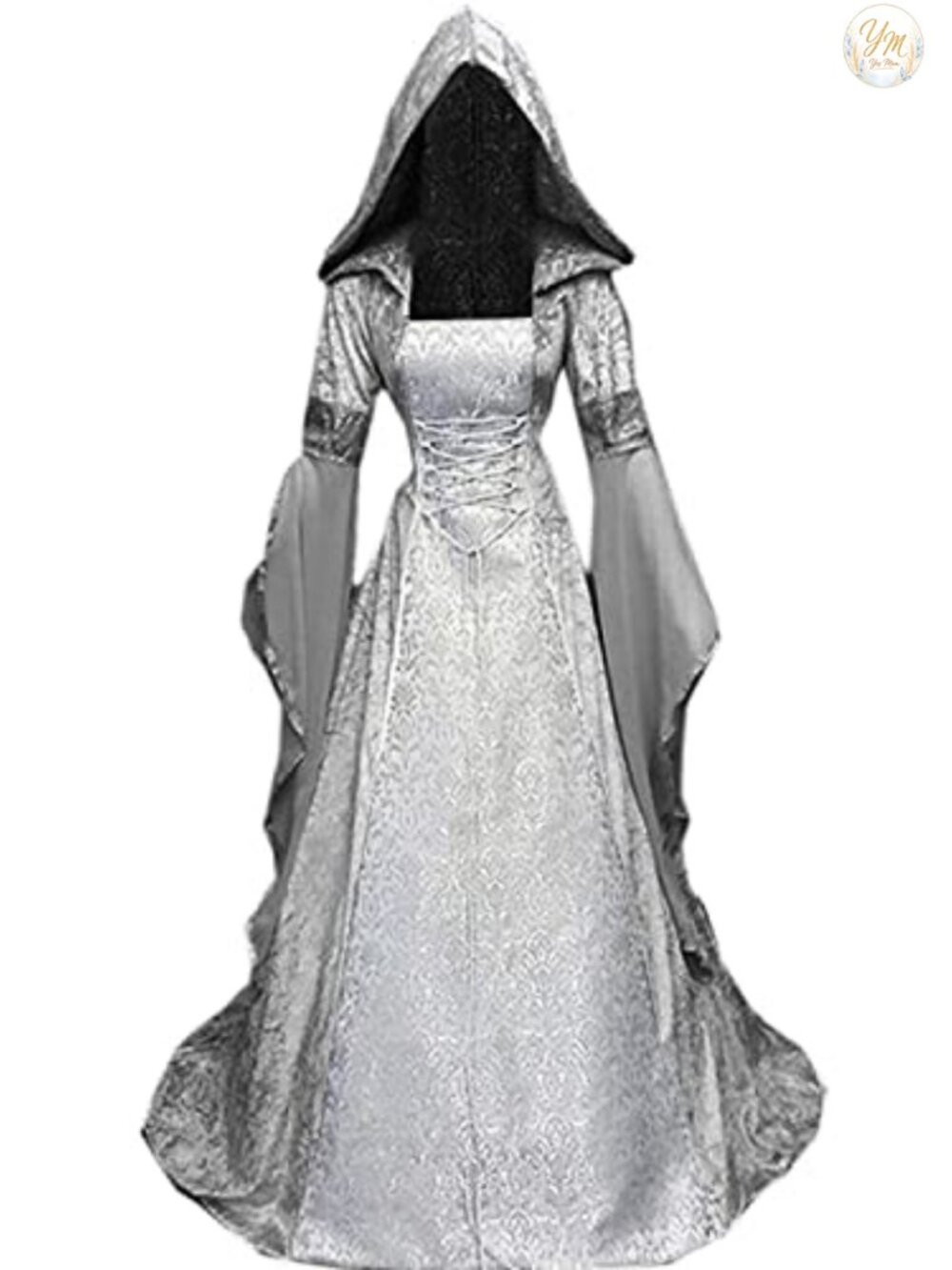 Womens Gothic Hooded Witch Dress Polyester Velvet Lace Medieval Victorian